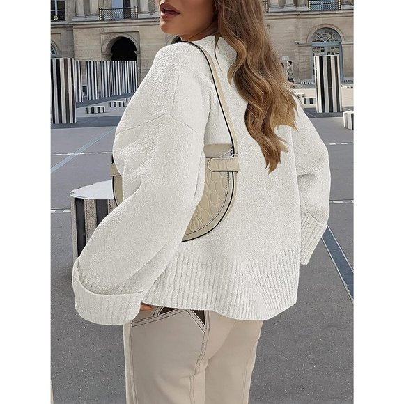 Women's Crewneck Long Sleeve Oversized Warm Pullover Sweater Top - Picture 8 of 8